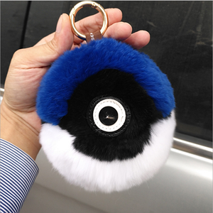 Yongze real conejo piel bola llavero conejo POM redondo bola de peluche Pokemon Custom souvenir llavero fabricantes en China - Product Image 4