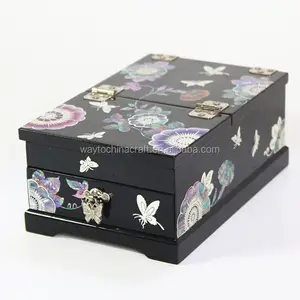 Luxury wooden jewellery box with mother of pearl