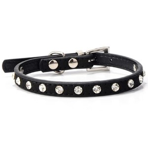 Rhinestone Bling cachorro gato Collar ajustable de cuero Bowknot gatito Collar pequeño mediano Gatos Perros Pug Chihuahua Yorkshire - Product Image 3