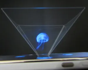 Mini Chrome Plastik Piramida Cermin Reflektif Hologram Proyektor Mainan untuk Smartphone Menonton 3D Video dengan Mata Telanjang