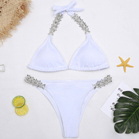 Mly Sexy Volwassen Vrouwen Strass Bikini Strand Badmode Micro Diamond Bikini
