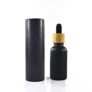 Botol Tetes Kaca Hitam Matte, Minyak Esensial 5Ml 10Ml 15Ml 20Ml 30Ml 50Ml 100Ml dengan Tutup Bambu