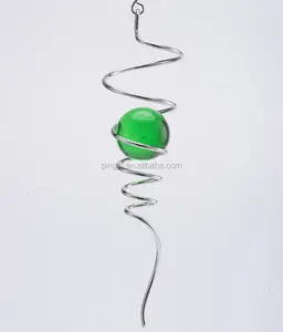 3D için Gümüş Spiral kuyruk-Yeşil topu rüzgar spinner