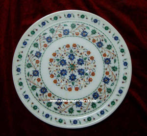 Incrustation de marbre blanc avec plaque décorative de sculpture à la main pour la décoration de la maison et du restaurant nouveau design étonnant forme ronde pure - Product Image 1