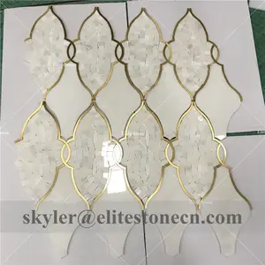 Brass and Bianco Carrara Marble Waterjet Mosaic Tiles Mosaic