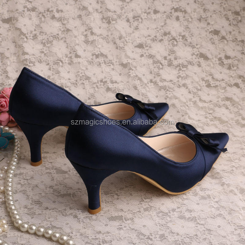 Shop Our Selection of Navy Blue Prom Party Shoes with Thick Heel
