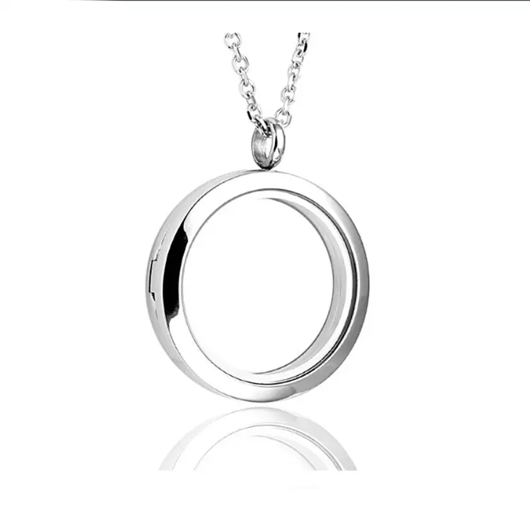 Factory Price 316L Stainless Steel Floating Locket Memory Glass Pendant Necklace Locket Charm Jewelry Accessories For Kids