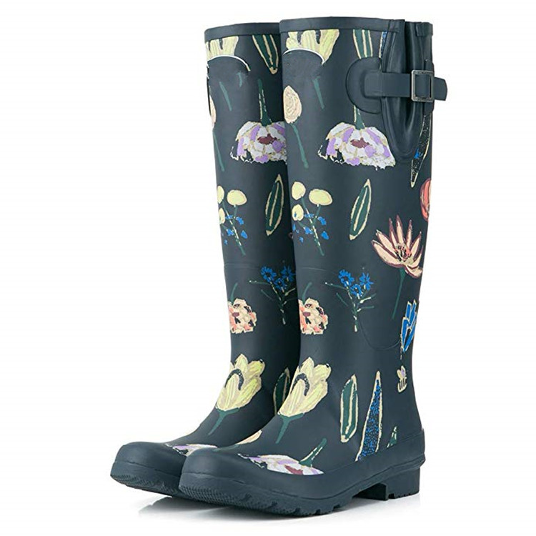 Ladies Wholesale Customized OEM Design Classic Work Shoes With Printing lastik cizme Women Rain Boots