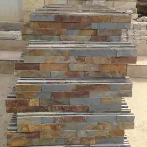 60X15Cm Gỉ Slate Màu Slate Xếp Chồng Lên Nhau Đá Tường Bảng Điều Khiển