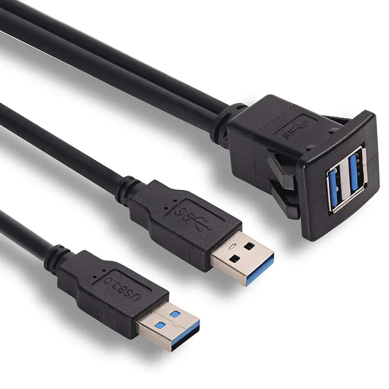 USB 3.0 Type A Male to Female Extension Cable Cord Adapter Waterproof car dashboard Dual Flush Mount Extension Cable