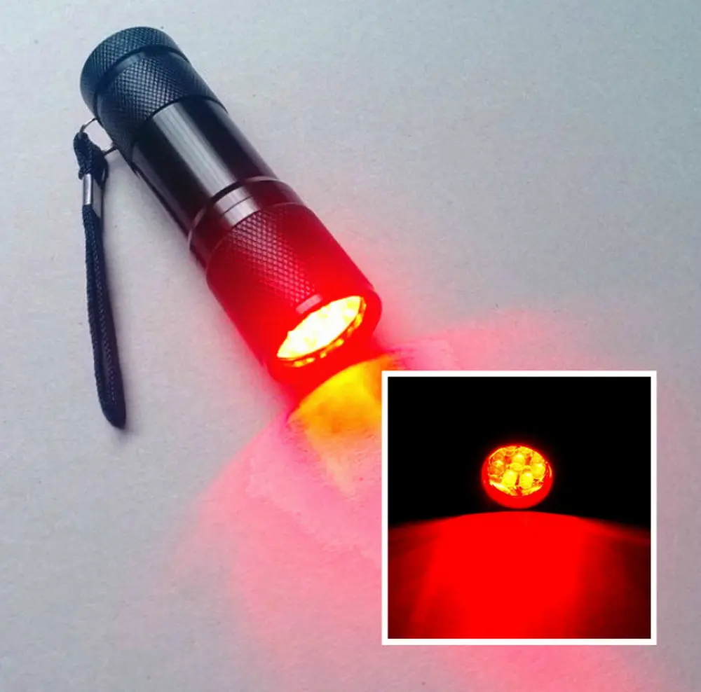 Zwart Oem 9 Led Rood Emitting Light Zaklamp Nacht Piloot Training Fakkel