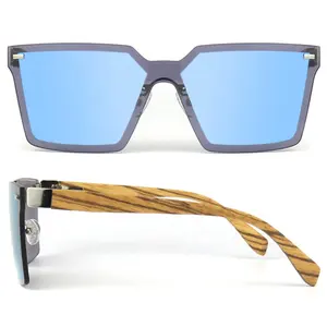 Newest design polarized wood sunglasses UV400 protection fashionable sun glasses with square lens one piece lens sunglasses