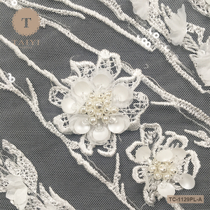 신부용 친환경 스팽글 및 비즈 레이스 패브릭 메쉬 타입 - Product Image 5