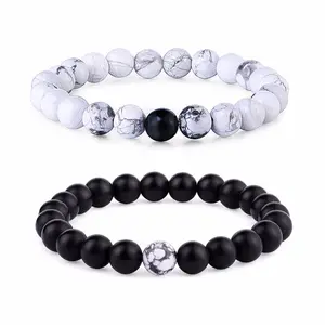 Free Shipping Couples Distance Yin Yang Natural Stone Beads Relastionship His and Hers Bracelets Pair Jewelry