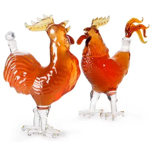 En Forme De coq D'alcool Bouteilles En Verre À La Main À Partir Du Verre De Borosilicate 1000ML