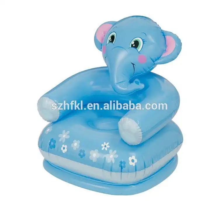 blue cute elephant head shaped cheap kids inflatable sofa couch chair with backrest