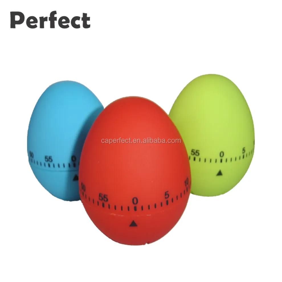 Plastic ABS with Rubber Coating Egg Shaped Colorful Mechanical Countdown Timer