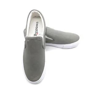 Tênis de lona cinza respirável masculino, tênis de sapato vulcanizados personalizado para homens