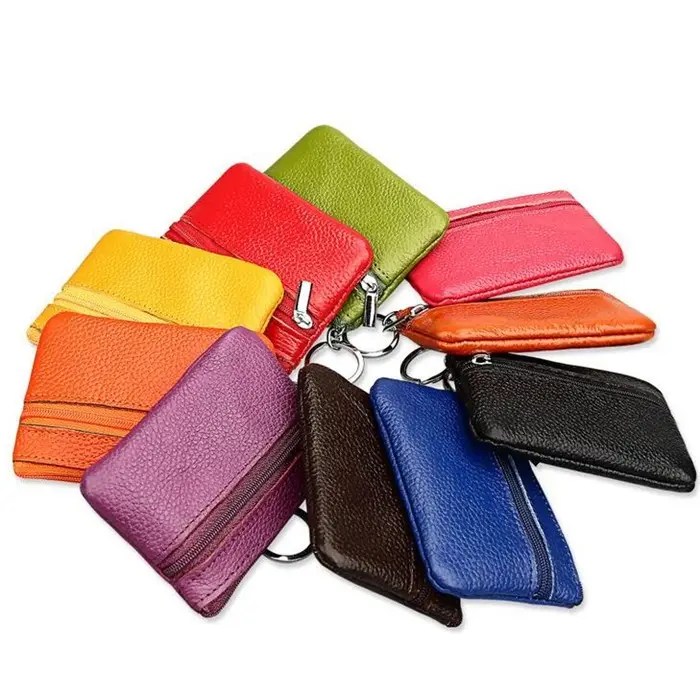 Hot Selling Großhandel Mode bunte Reiß verschluss Brieftasche Frauen Damen kleinen Schlüssel bund Leder Geldbörse