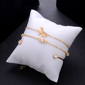 Moda alaşım Rhinestone bileklik gümüş altın kadınlar için <span class=keywords><strong>3</strong></span> adet/takım at kristal bilezik - Product Image 4