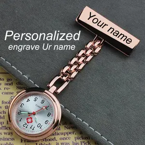 Personalizzato personalizzato personalizzato inciso gratuitamente con il tuo nome spilla di alta qualità orologio da tasca con risvolto in acciaio inossidabile orologio da infermiera Fob