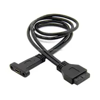 Montaje en Panel USB tipo C macho a macho placa base 19 p Cable con bloqueo por tornillo