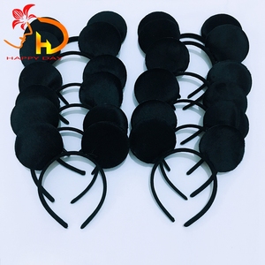Solid Black Plastic Mouse Ears Plush <strong>Headband</strong> for Birthday <strong>Halloween</strong> Christmas Party-Unisex Daily Use HAPPY DAY - Product Image 5