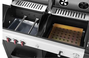 Parrilla multifunción de 2 quemadores y quemador lateral de hierro fundido, para cocinar carbón y Gas - Product Image 4