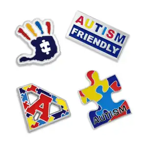 Goedkope puzzel lint badge custom emaille zorg autism awareness reversspeldjes