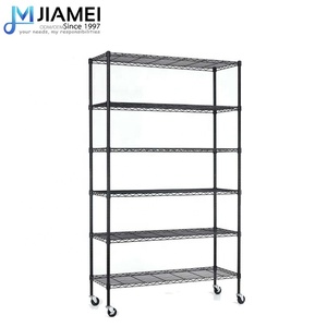 Suojiamei — étagères en fil de métal noir robuste <span class=keywords><strong>sur</strong></span> roulettes, à 6 niveaux, meubles de maison - Product Image 2