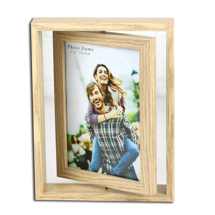Nuovo design a buon mercato e ECO friendly MDF rotante in legno photo frame