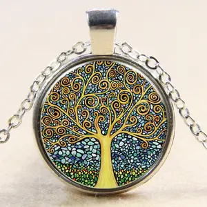 XP-TGN-LT-101 Wholesale Pendant Family Glass Colorful Time Gem Life Tree Charm Dome Cabochon Necklace For Ladies