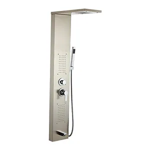 shower panel wall mounted shower column set tower Massage Body Spa Jets Bathroom Rain Stainless Steel Shower Set Panel System