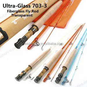 Transparent fiberglass fly rod medium fast action 3 Colors 7ft 3wt 3pc Fishing Ultra cordura rod tube