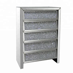 Gorgeous Sparkly <strong>Crushed</strong> <strong>Diamond</strong> Mirror <strong>Furniture</strong> 3 Drawer Beside Table - Product Image 5