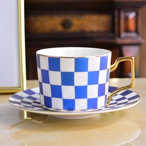 Di lusso di ceramica tazza di tè con piattino set 250 <span class=keywords><strong>ml</strong></span> blu tazze <span class=keywords><strong>da</strong></span> <span class=keywords><strong>caffè</strong></span> in porcellana - Product Image 1