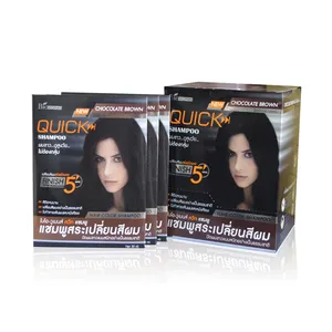 Champú para teñir el cabello castaño a base de hierbas naturales de Tailandia Quick 5 Magic al por mayor, color de cabello permanente en bolsita de crema