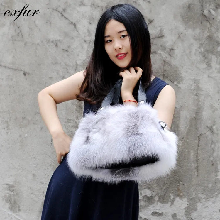CX-H-17E Design White Korea Fashion Handbag Ladies Shoulder Bags Luxury Fox Fur Lady Bag