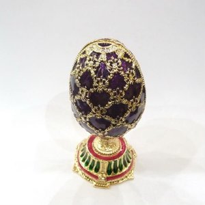 Nuevo Joyero de Aleación de Peltre Color Morado, Moderno, con Esmalte, Cristal y Baño de Oro, Estilo Fabergé - Product Image 6