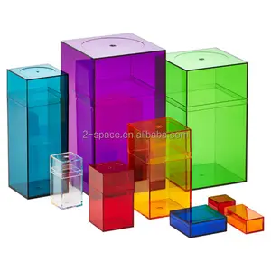 Bespoke Size Colorful Clear Amac Boxes Plastic Storage Box With Removable Lid