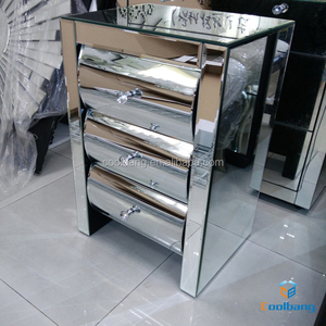 Elegant Mirrored Glass <strong>3</strong> Soft Close Chest <strong>Drawer</strong> <strong>Bedside</strong> Curved Mirror <strong>Bedside</strong> <strong>Table</strong> - Product Image 3