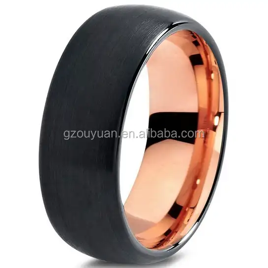 Preço de fábrica anel preto para os homens, anel de aço de tungstênio preto para as mulheres, anel de ouro rosa menino gay