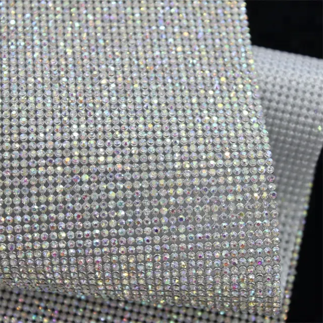 Me007 brilhante banda barata cor ab base de prata, guarnição de malha cristal de alumínio strass malha para sapato saco e roupas