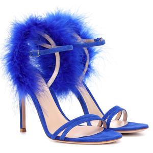 HMS98 Ultimi <span class=keywords><strong>Sandali</strong></span> con Tacco Alto in Pelliccia <span class=keywords><strong>Blu</strong></span> di Alta Gamma per Donne Nuova Moda Vendita Calda Scarpe con Tacco Alto Tipo Outdoor - Product Image 5