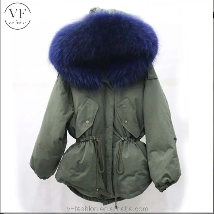 2020 fashion green ladies parkas winter coats with fur hood women