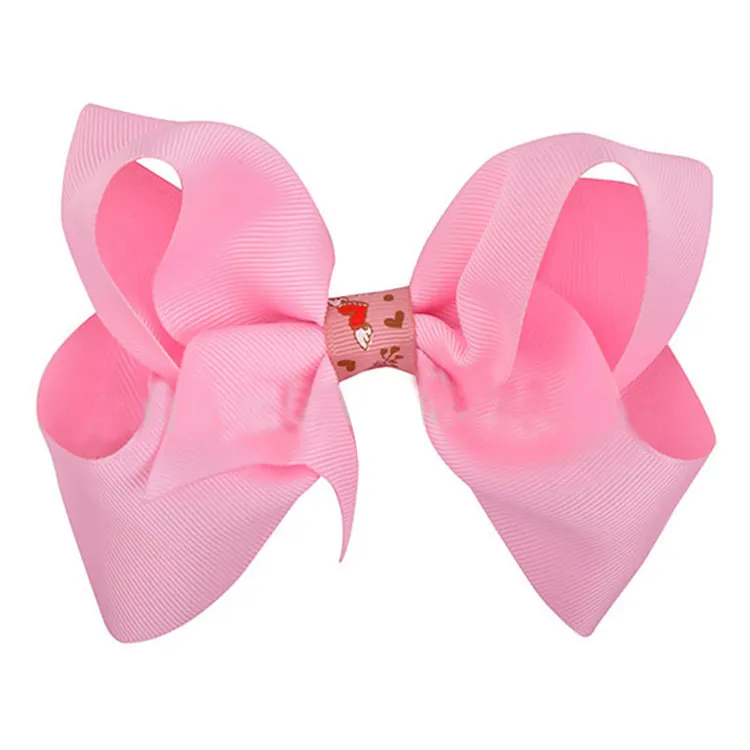 Valentine Factory Wholesale hair bow baby pink bowknot goody hair accessories Grosgrain ribbon bow hair clips