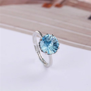 Fine jewelry produttore commercio all'ingrosso di new moda Rotonda <span class=keywords><strong>Blu</strong></span> <span class=keywords><strong>Anello</strong></span> di Pietra di zircon 925 sterling argento topaz della pietra preziosa <span class=keywords><strong>anello</strong></span> delle donne - Product Image 2