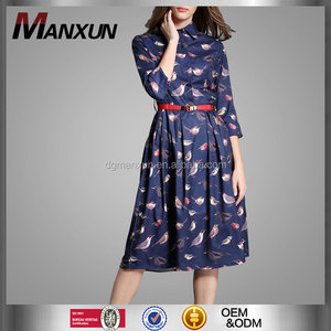 Moda otoño 2016 Primavera de Europa y América 3/4 manga prom del <span class=keywords><strong>vestido</strong></span> de bola y <span class=keywords><strong>vestido</strong></span> de cóctel con cinturón - Product Image 1