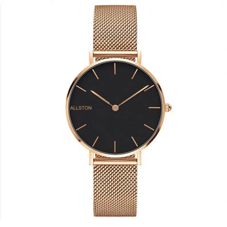 Dropshipping Customized Logo OEM Women Watches Mesh Stainless Steel Chain Lady Quartz Movt Wrist Hand Watch