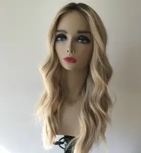 Top Quality Custom Wig Silk Top Invisible Knots Brazilian Virgin Hair Brown Roots Blonde Lace Front Wig With Transparent Lace